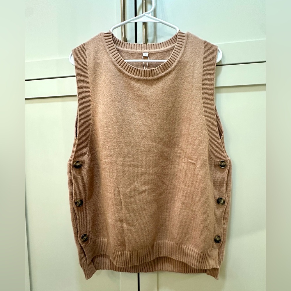 NWT-Sleeveless Tan Sweater Vest- M